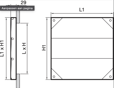 OKR-01730173 - Lamellen overdruk ventilatierooster van aluminium - 173x173mm